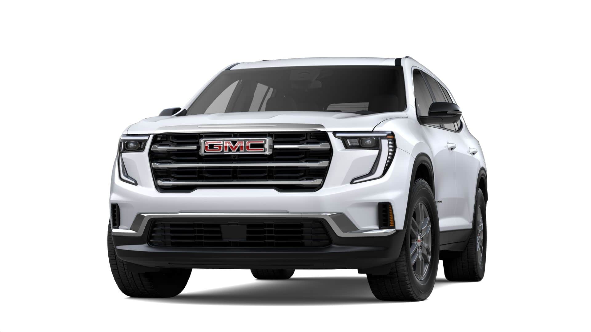 2026 GMC Acadia Elevation in Glacier White Tricoat — front three-quarter view