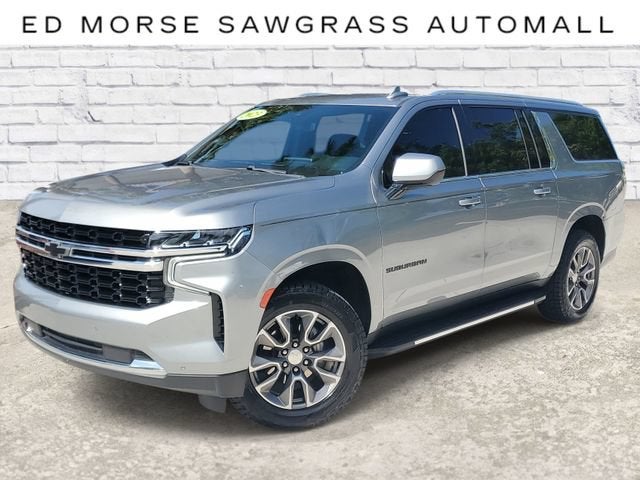2023 Chevrolet Suburban LS in Sterling Gray Metallic — front three-quarter view