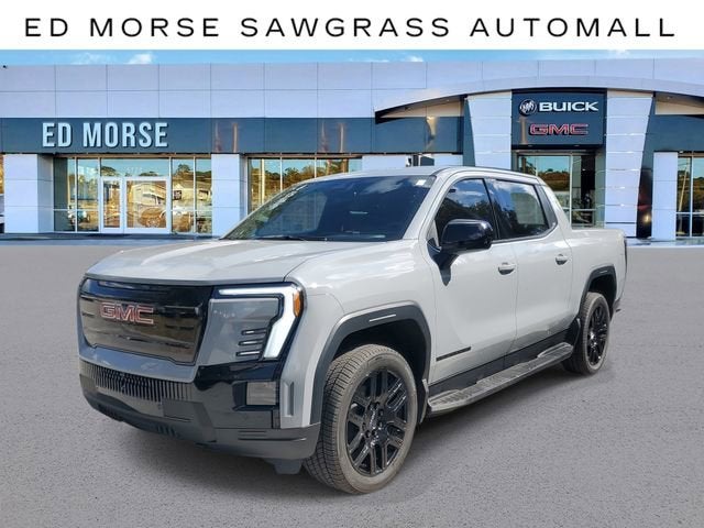 2026 GMC Sierra EV Elevation Standard Range in Thunderstorm Gray — front three-quarter view