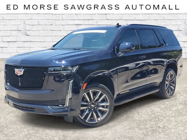 2024 Cadillac Escalade Sport in Dark Moon Blue Metallic — front three-quarter view