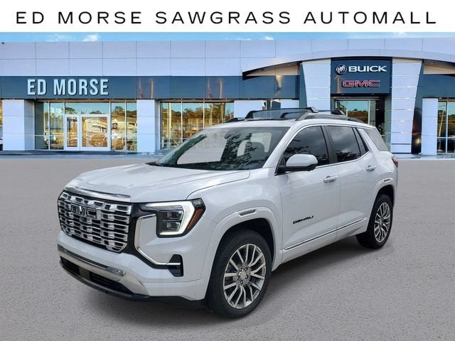 2026 GMC Terrain Denali in Glacier White Tricoat — front three-quarter view