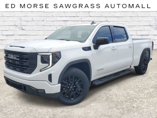 2023 GMC Sierra 1500 Elevation in Summit White — front three-quarter view