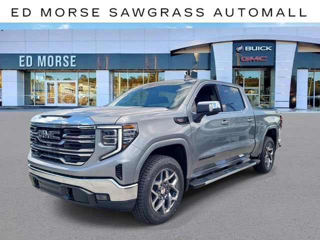 2026 GMC Sierra 1500 SLT in Sterling Metallic — front three-quarter view