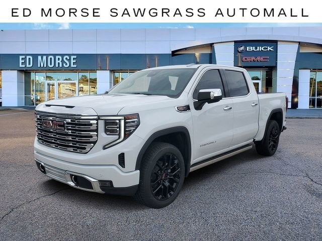 2026 GMC Sierra 1500 Denali in Glacier White Tricoat — front three-quarter view