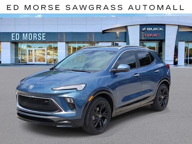2026 Buick Encore GX Sport Touring in Ocean Blue Metallic — front three-quarter view