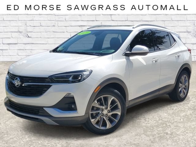 2023 Buick Encore GX Essence in White Frost Tricoat — front three-quarter view